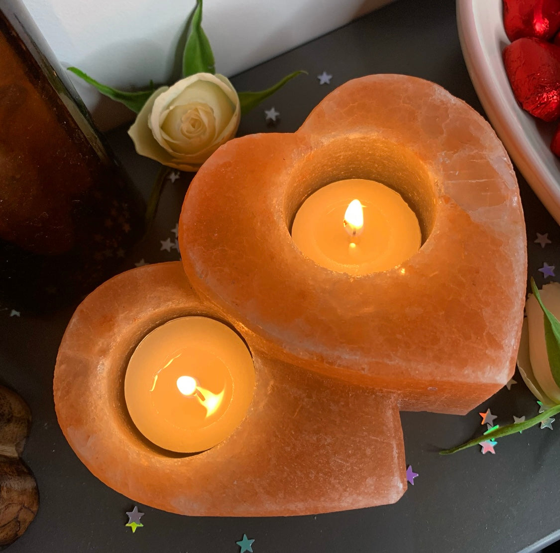 Himalayan Salt Double Heart Candle Holder 1kg