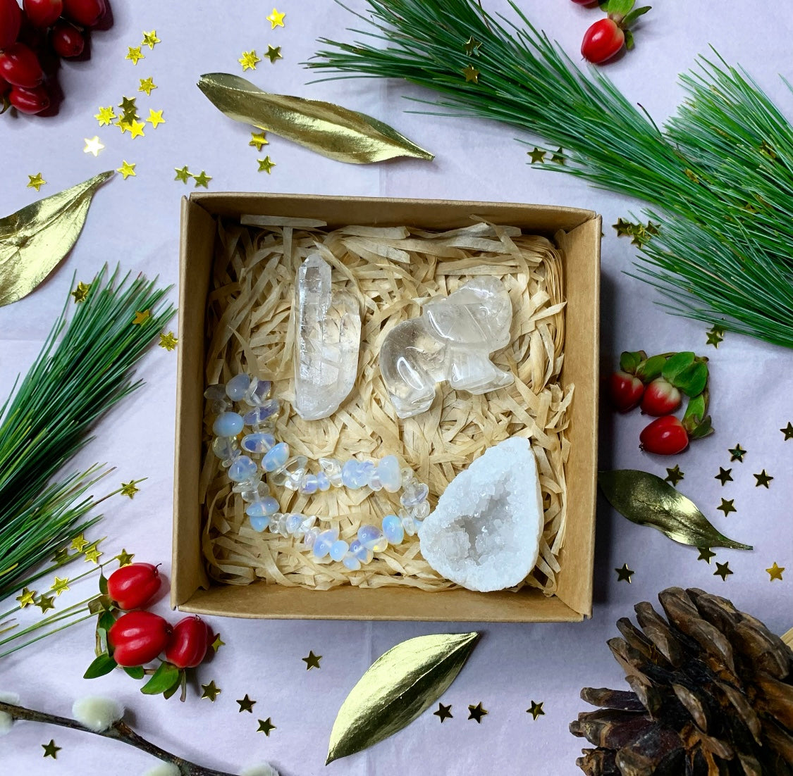 Clear Quartz Opalite Crystal Gift Set