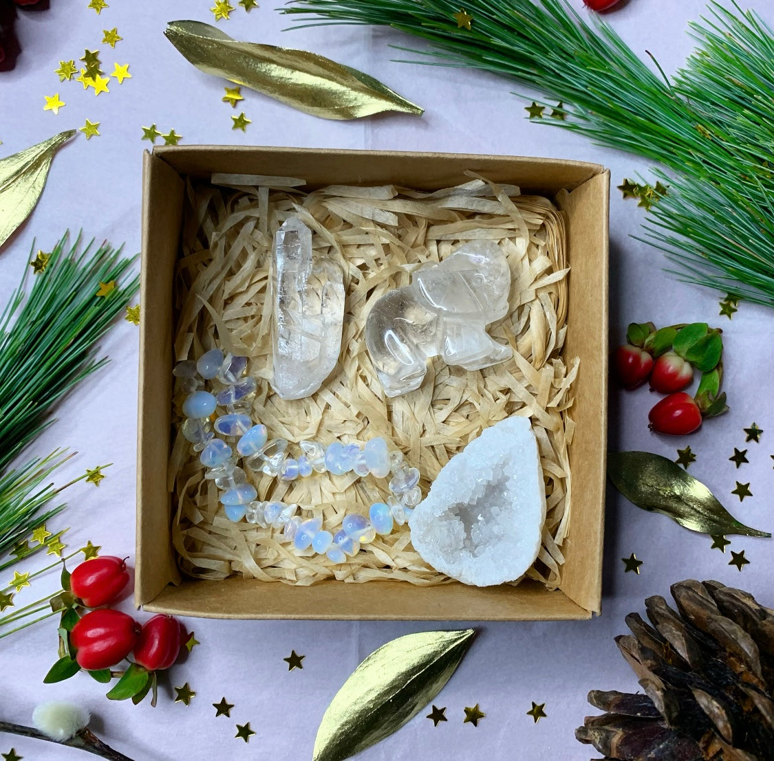 Clear Quartz Opalite Crystal Gift Set