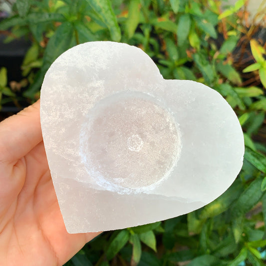 Mini Selenite Heart Tealight Holder