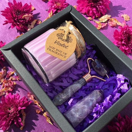 Relaxing Crystal Candle Gift Set - Amethyst