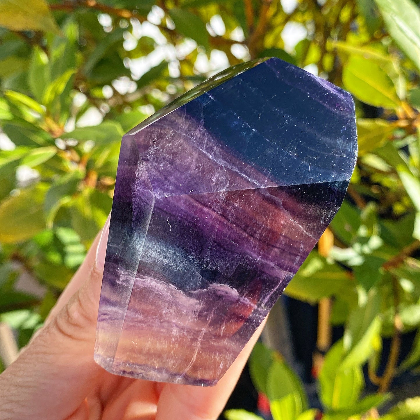 Polished Rainbow Fluorite Crystal