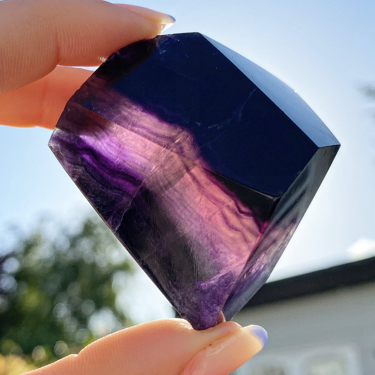 Polished Rainbow Fluorite Crystal