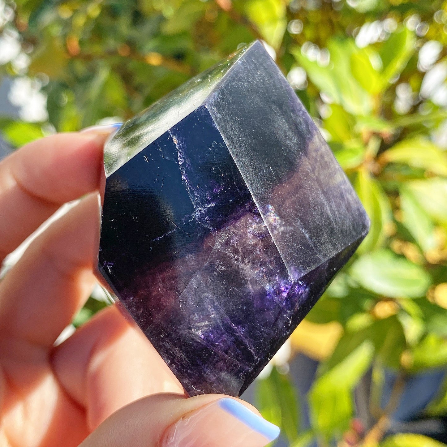 Polished Rainbow Fluorite Crystal