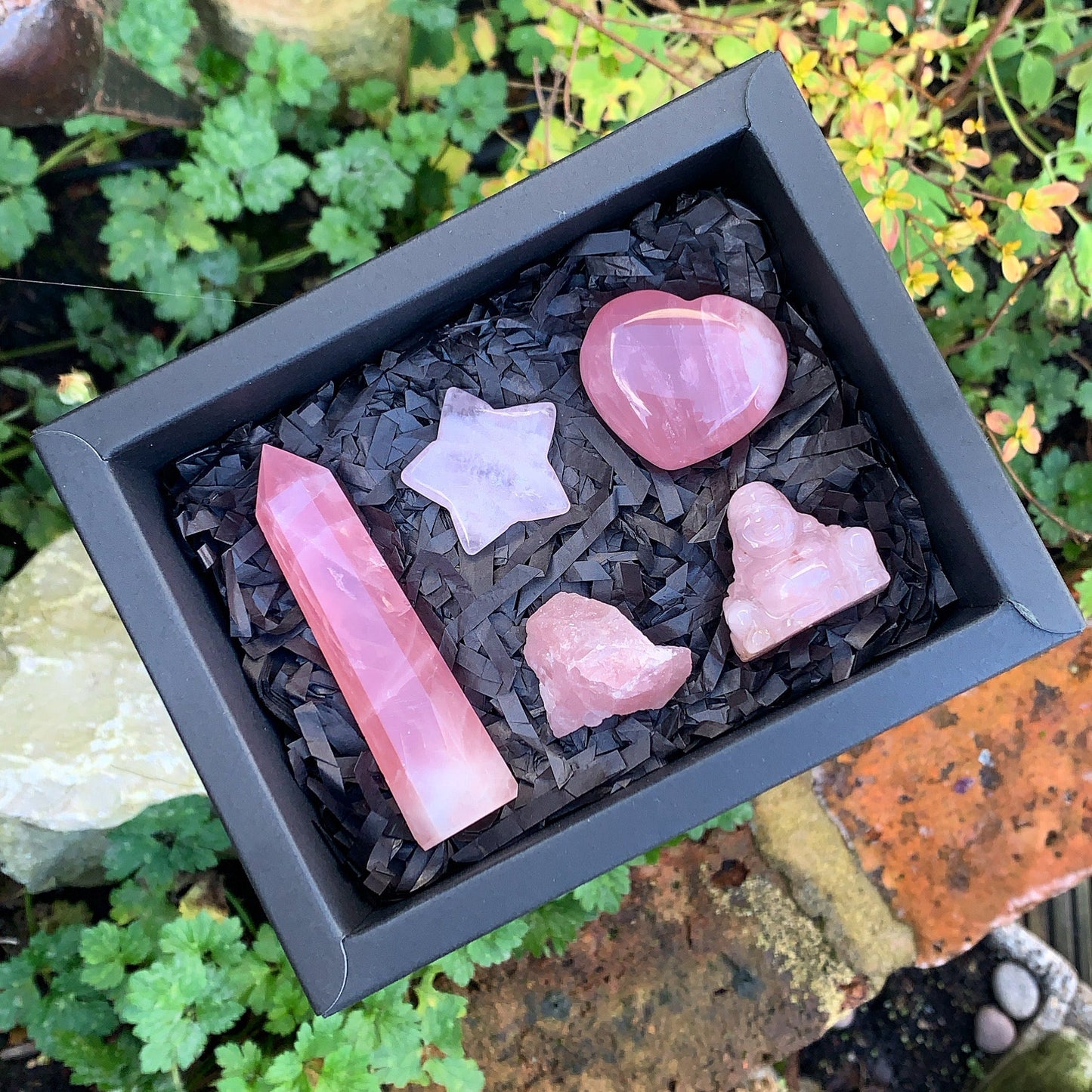 Rose quartz crystal gift box