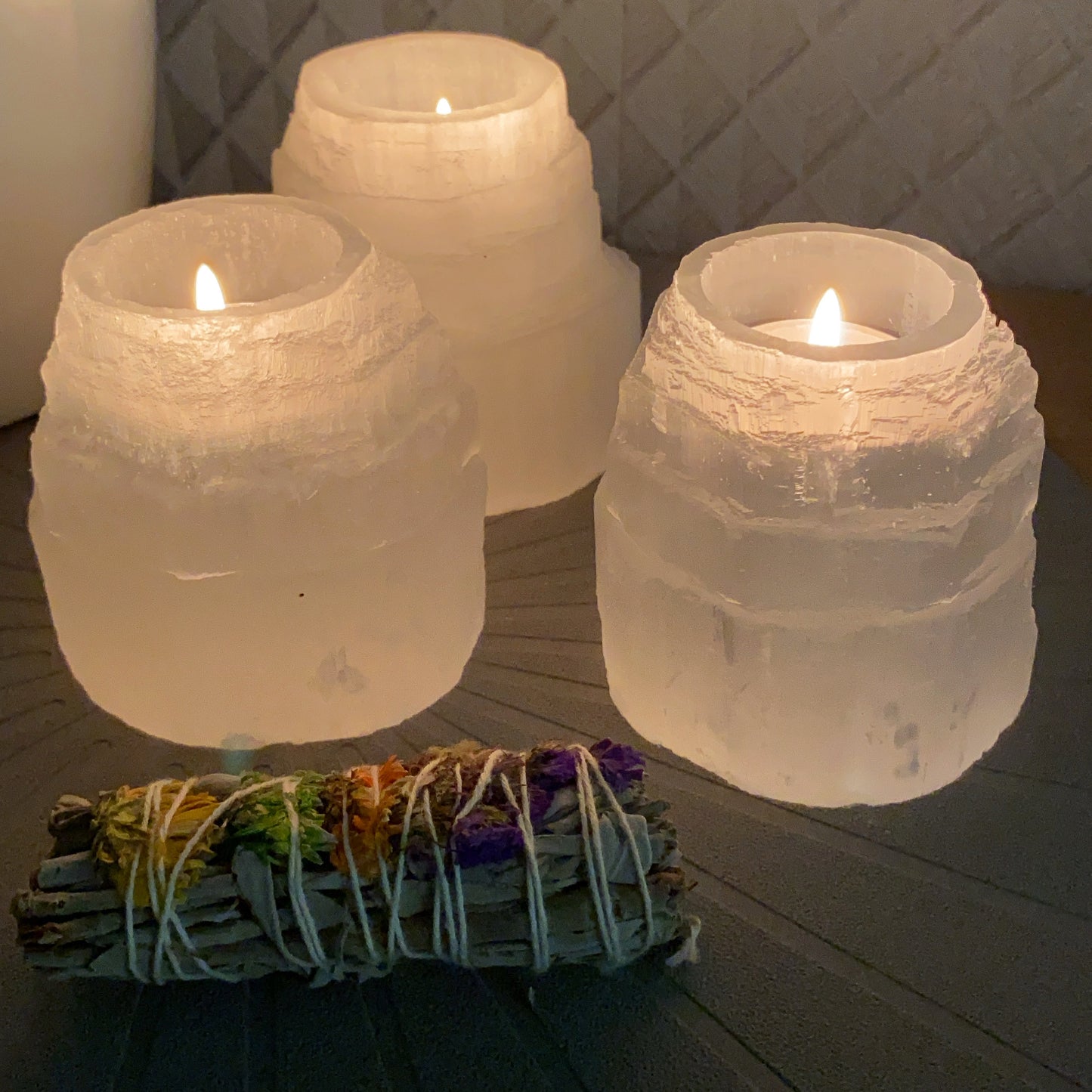Selenite-candle-holder