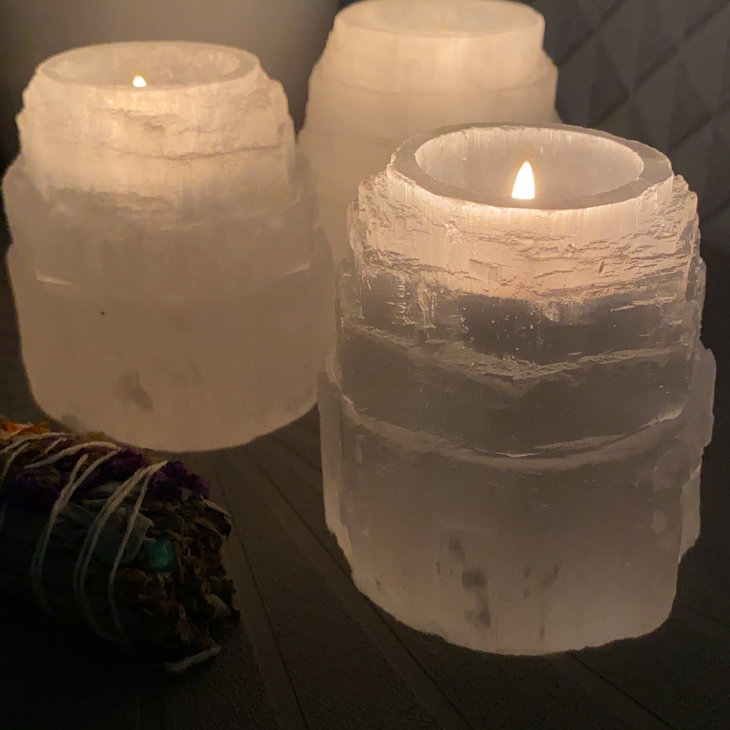 Selenite-candle-holder