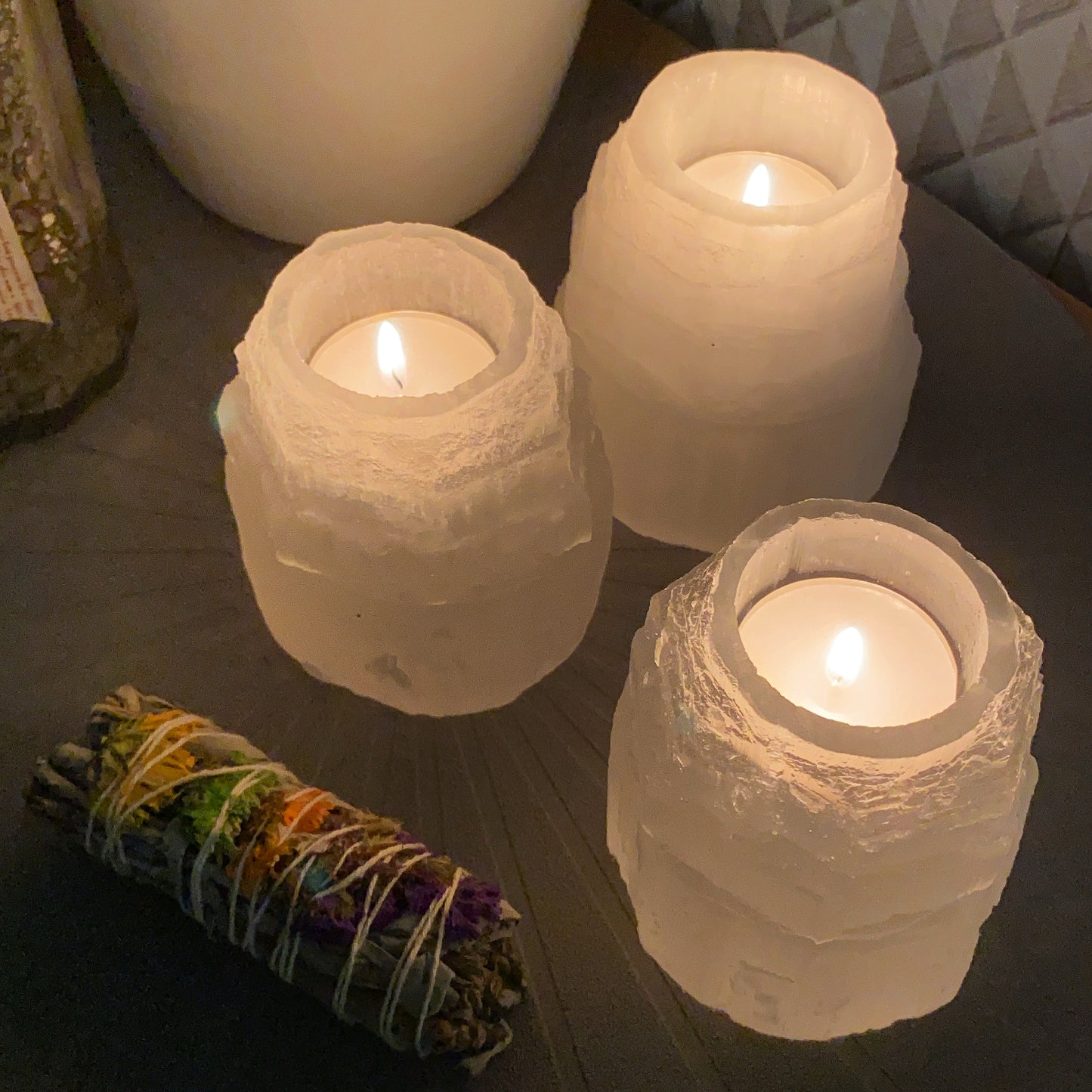 Selenite-candle-holder