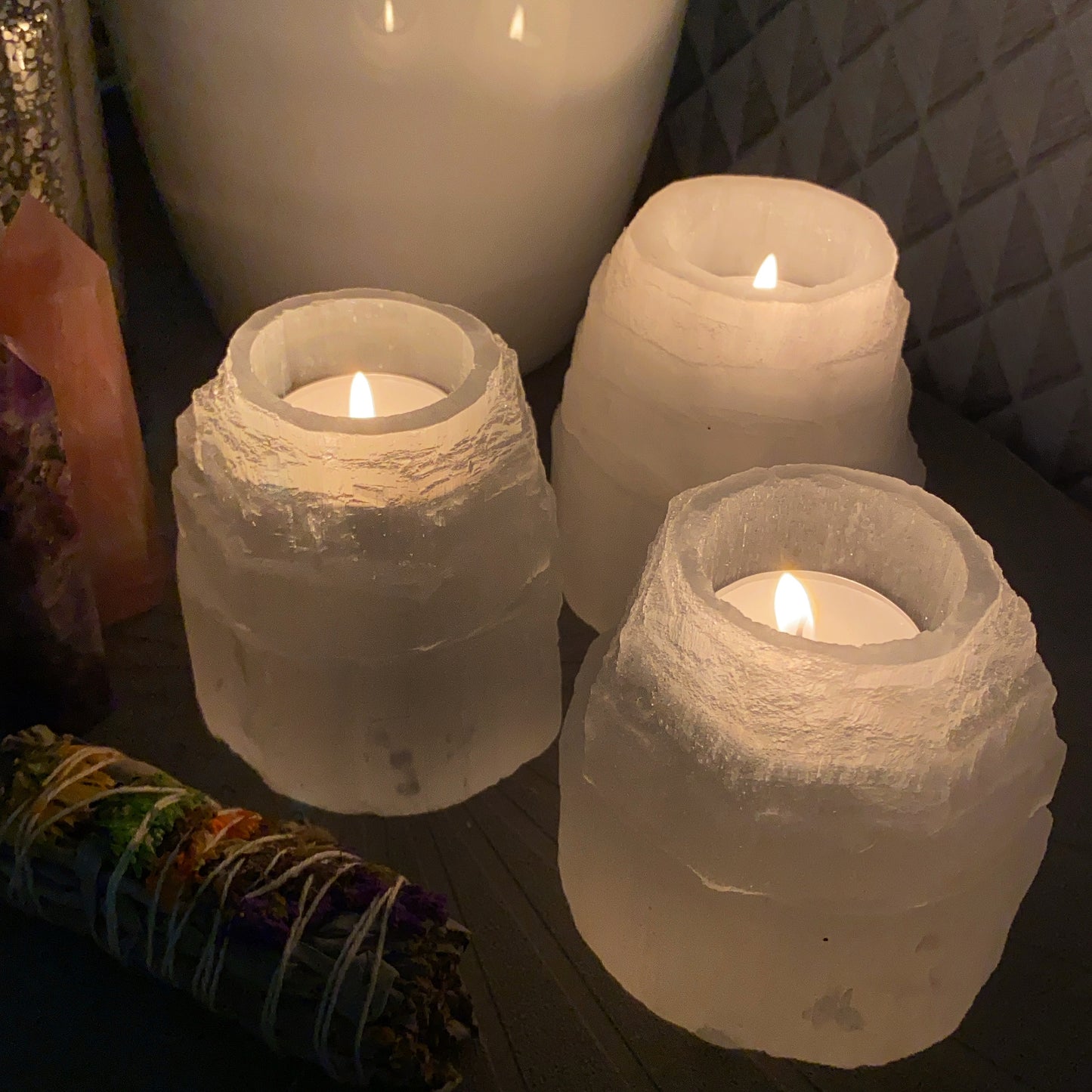 Selenite-candle-holder
