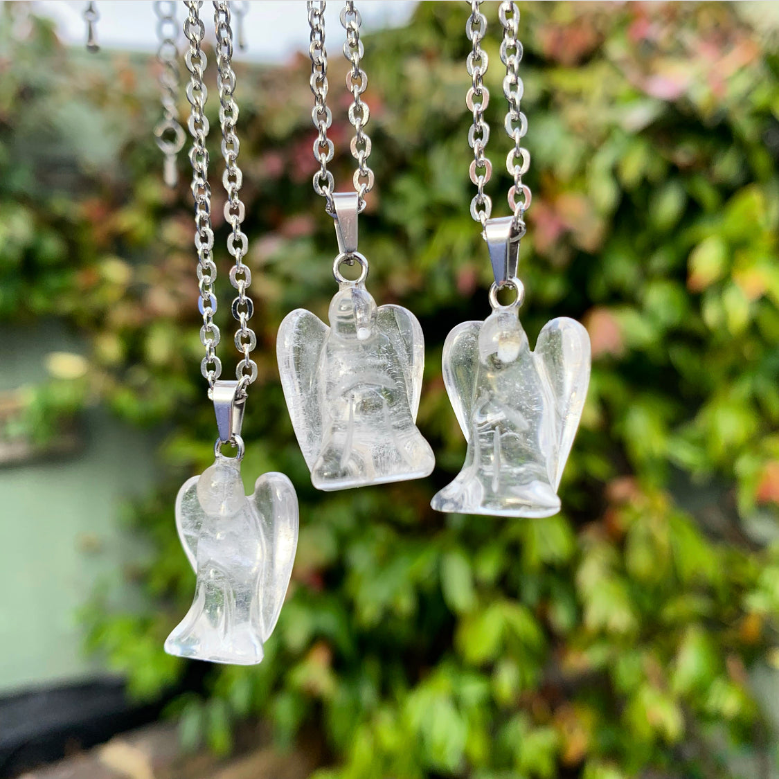 Clear Quartz Angel Pendant Necklace