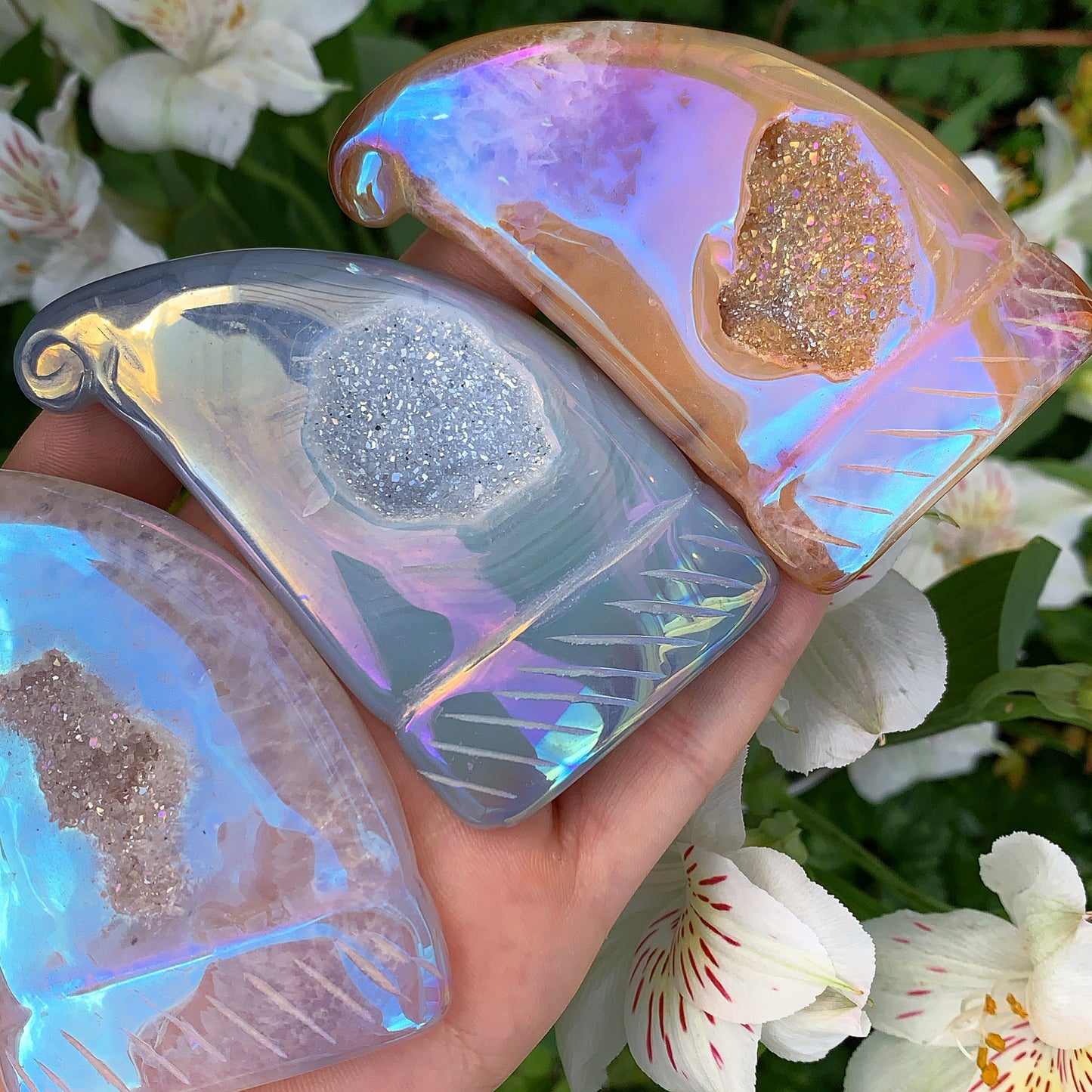 Angel Aura Druzy Agate Winter Hats
