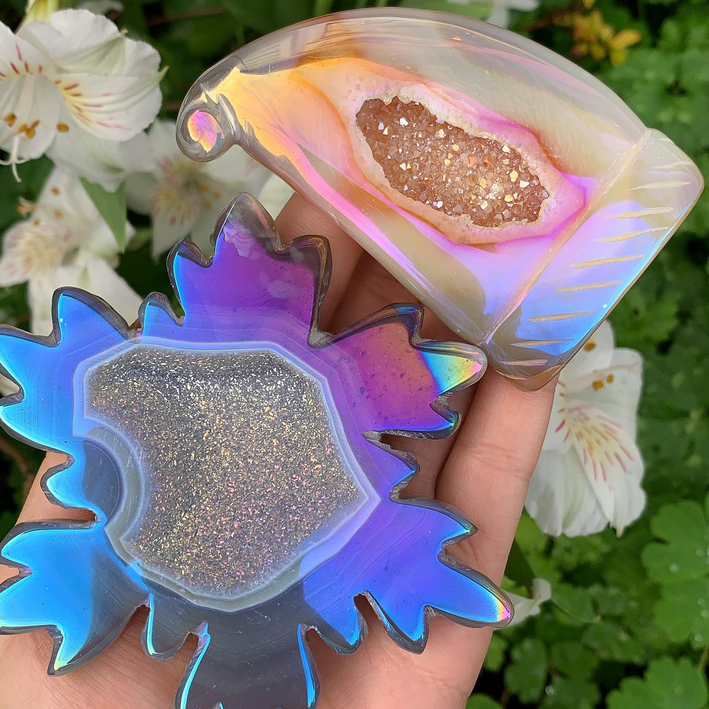 Angel Aura Druzy Agate Christmas Hat & Snowflake