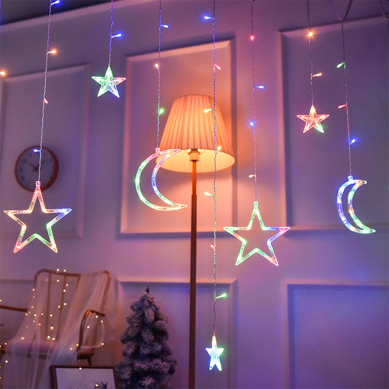 Multicoloured Moon Star Fairy Lights