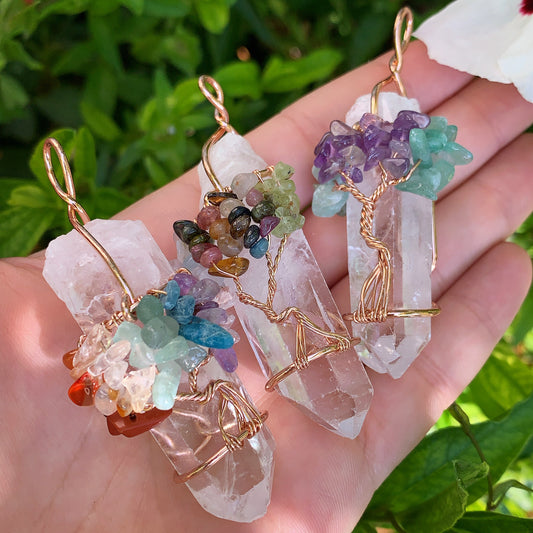Clear Quartz Tree of Life Pendant