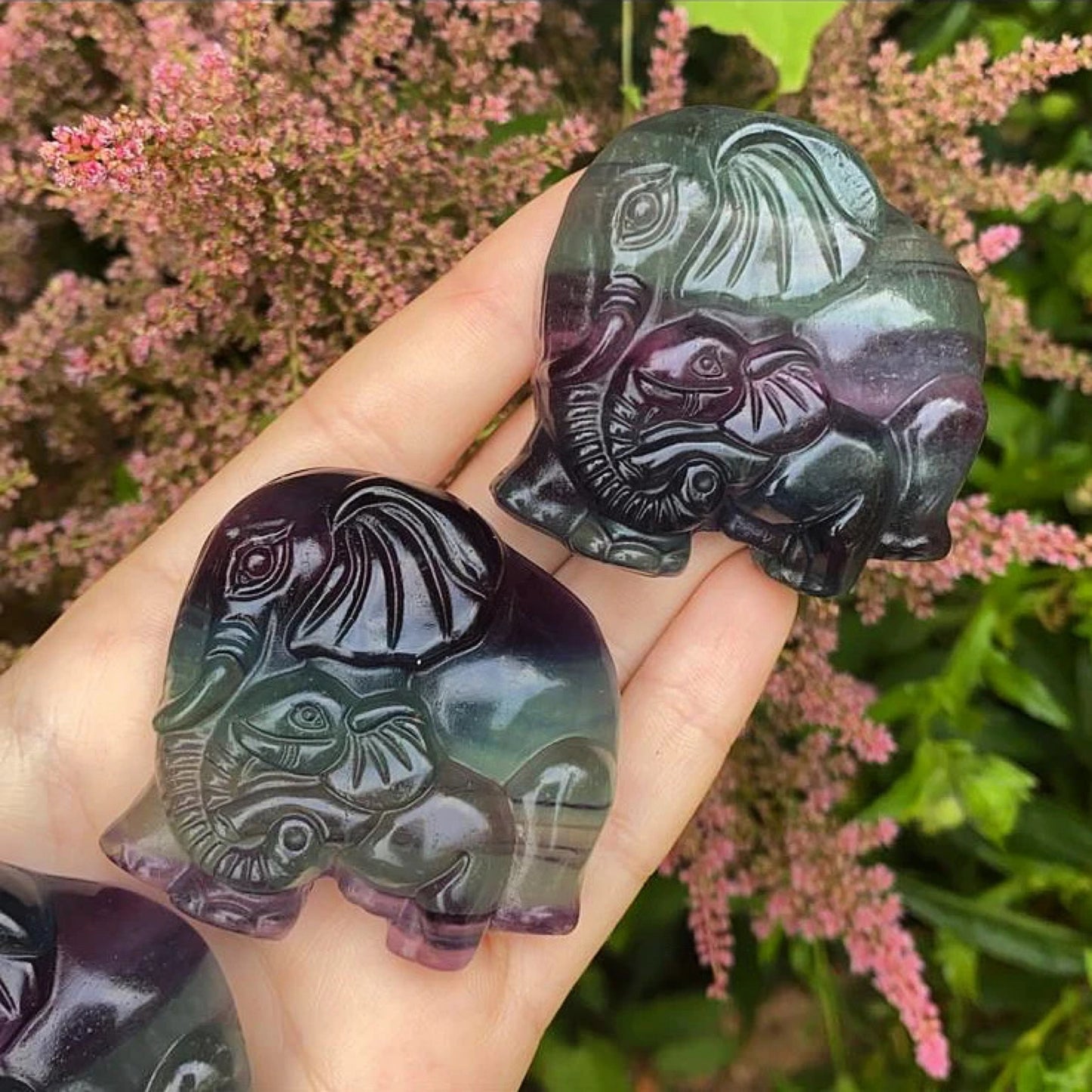 Mother & Baby Fluorite Elephant