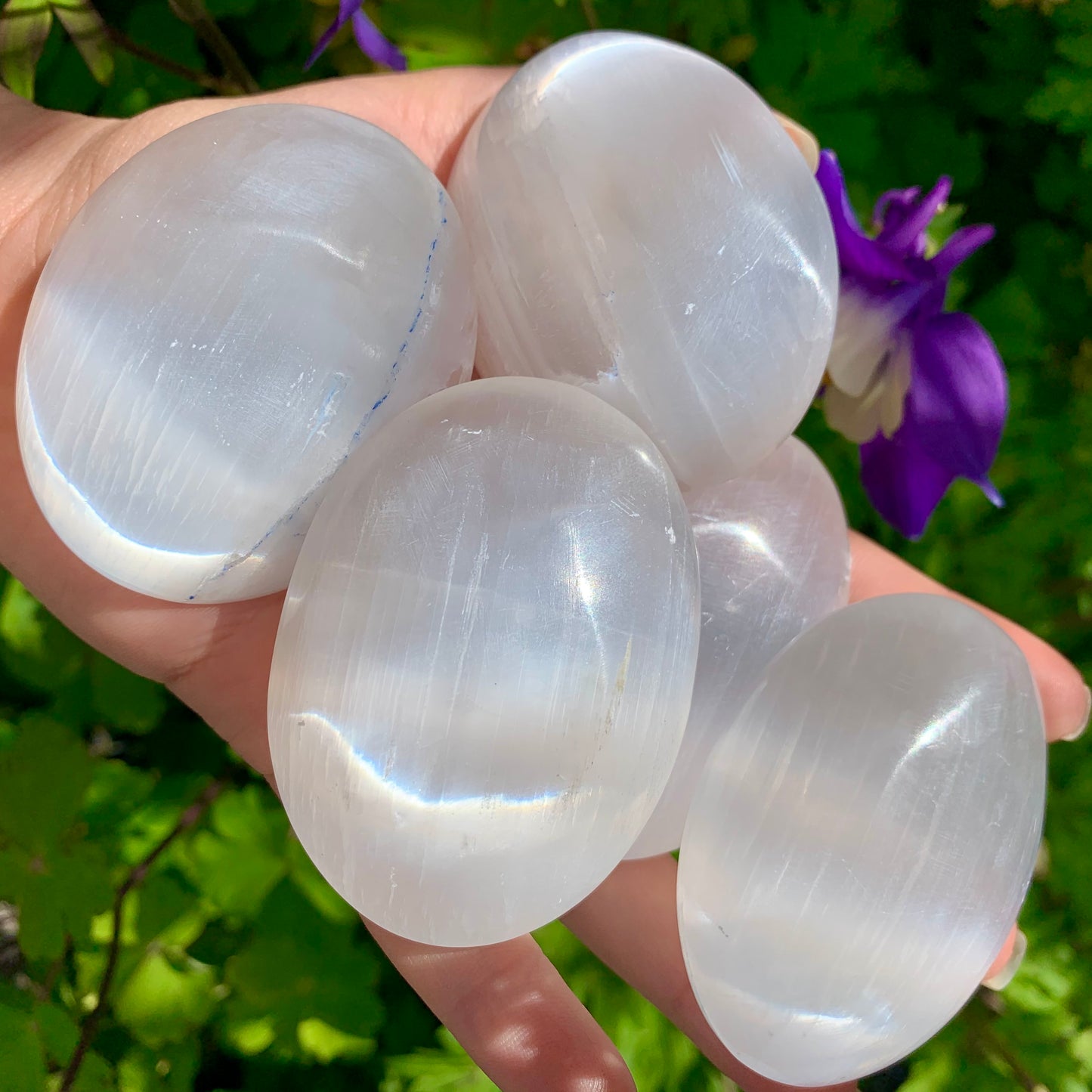 Selenite Palm Stone
