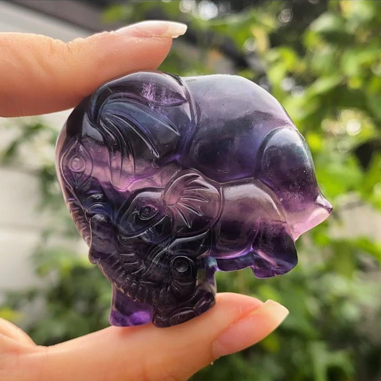 Mother & Baby Fluorite Elephant