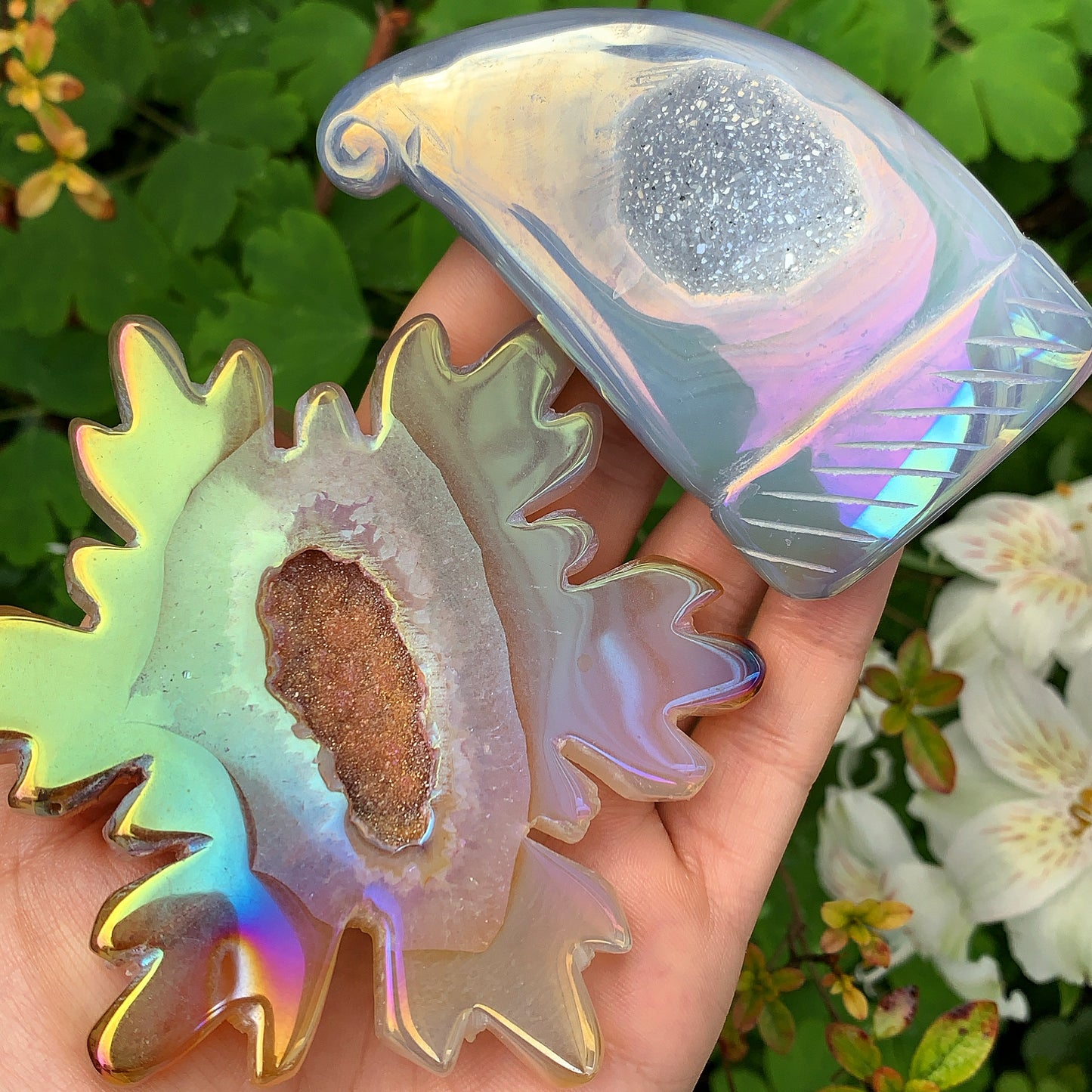 Angel Aura Druzy Agate Christmas Hat & Snowflake