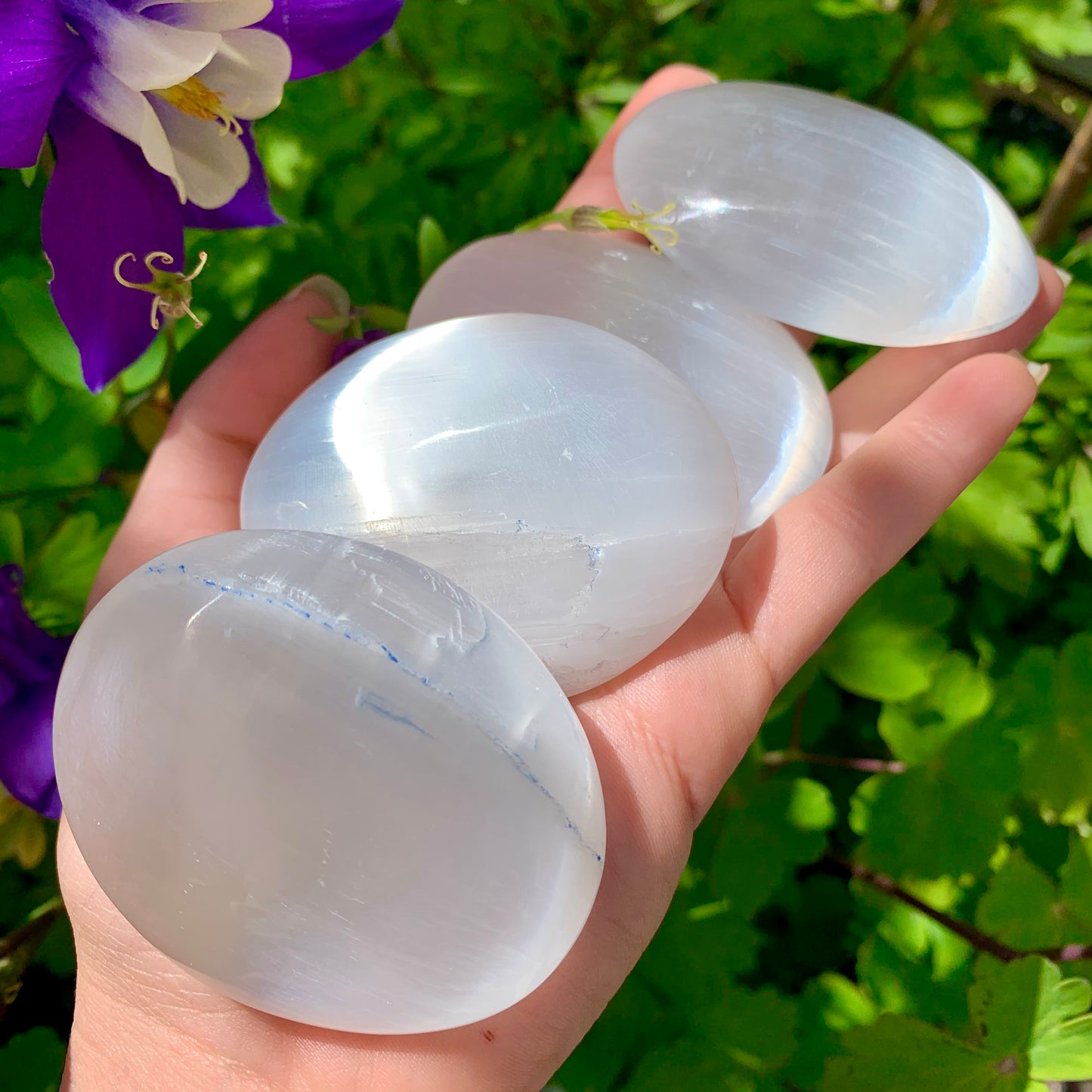 Selenite Palm Stone