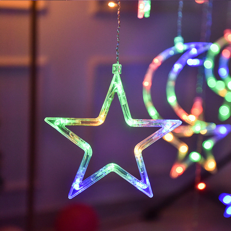 Multicoloured Moon Star Fairy Lights