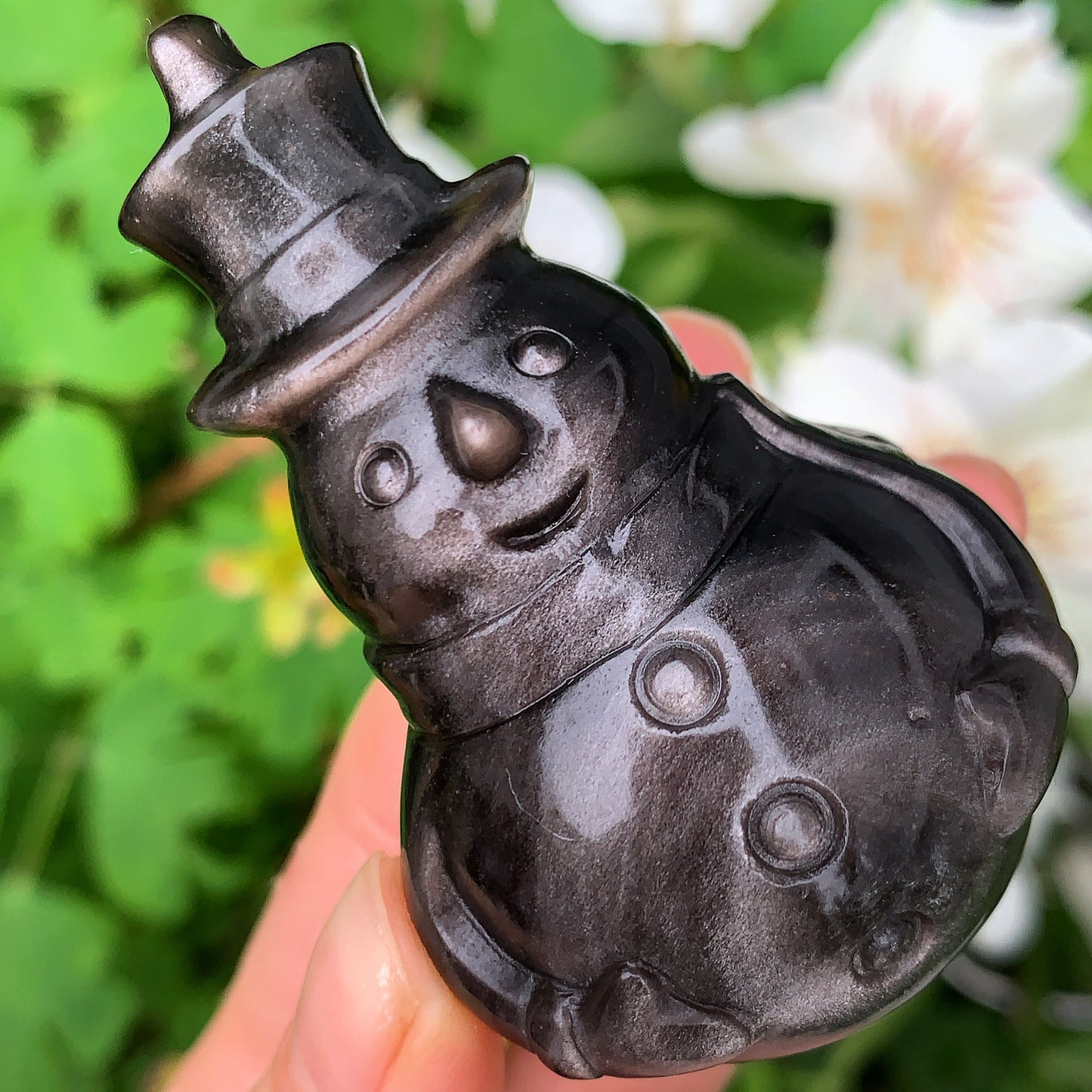 Silver Sheen Obsidian Snowman