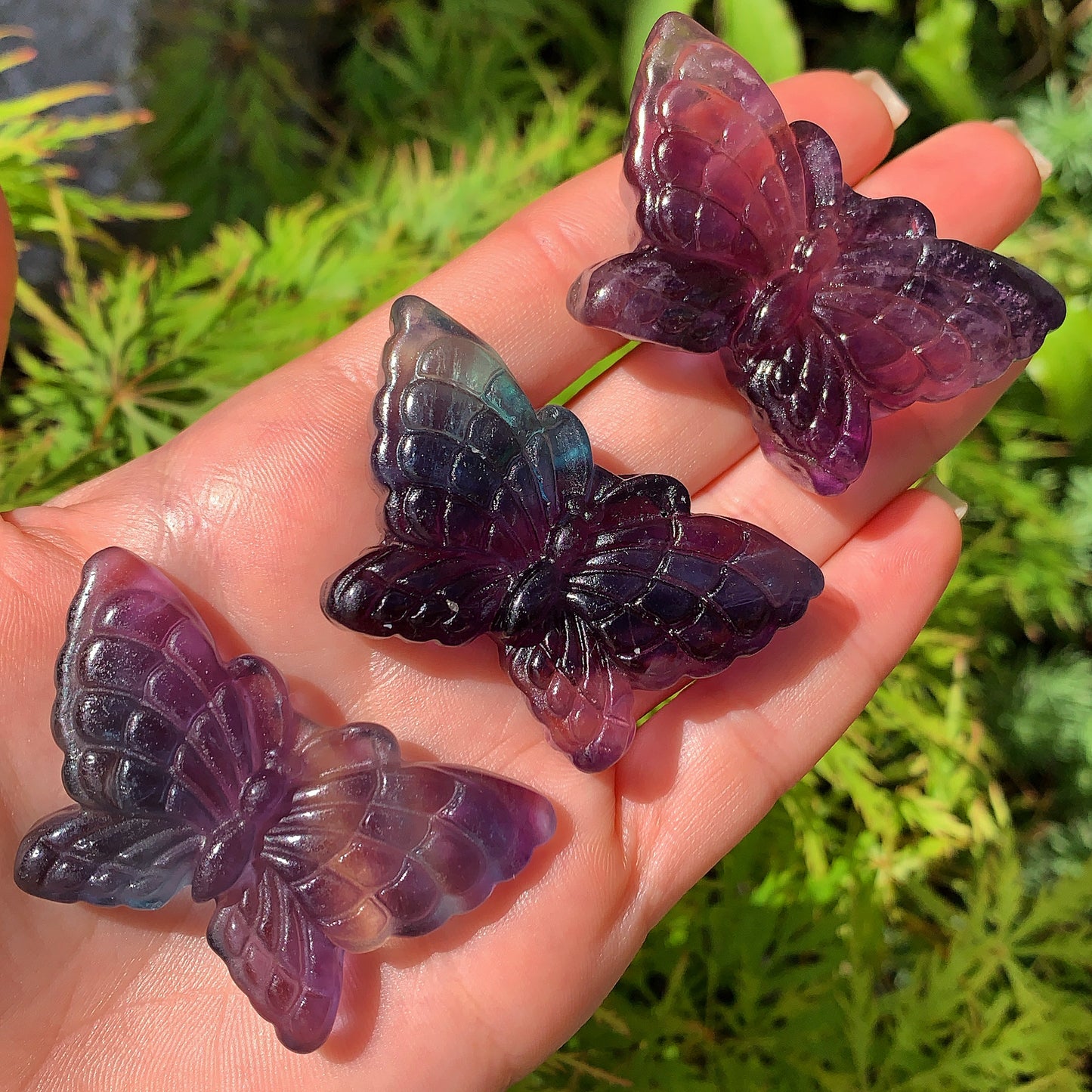 Hand Carved Rainbow Fluorite Butterfly