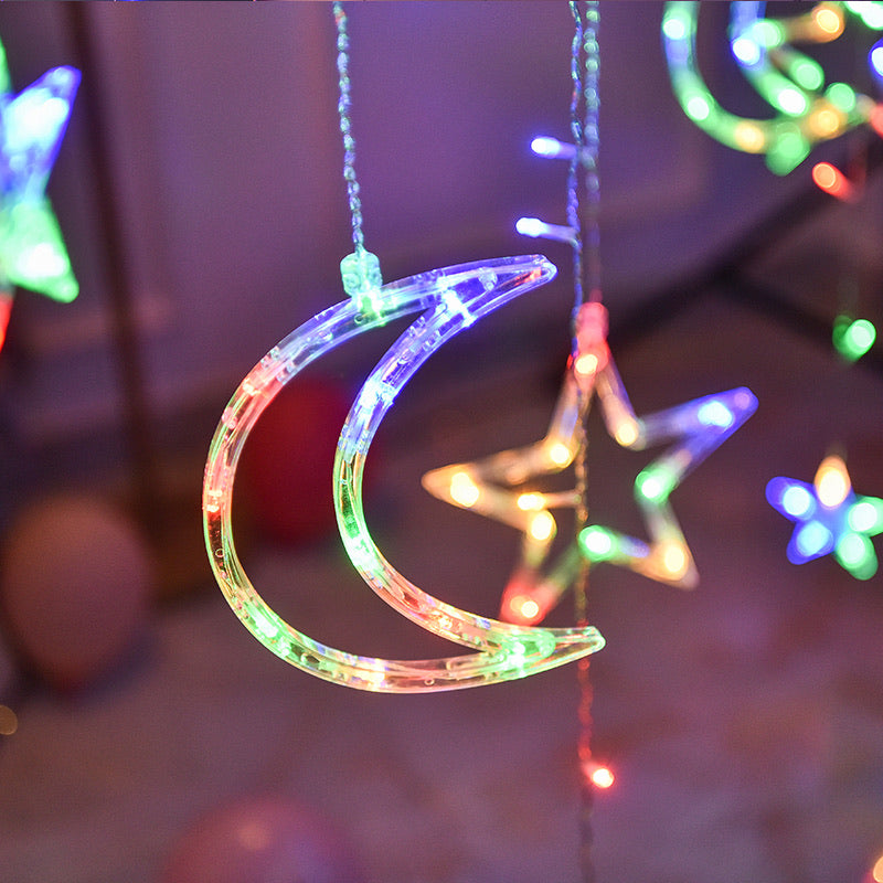 Multicoloured Moon Star Fairy Lights