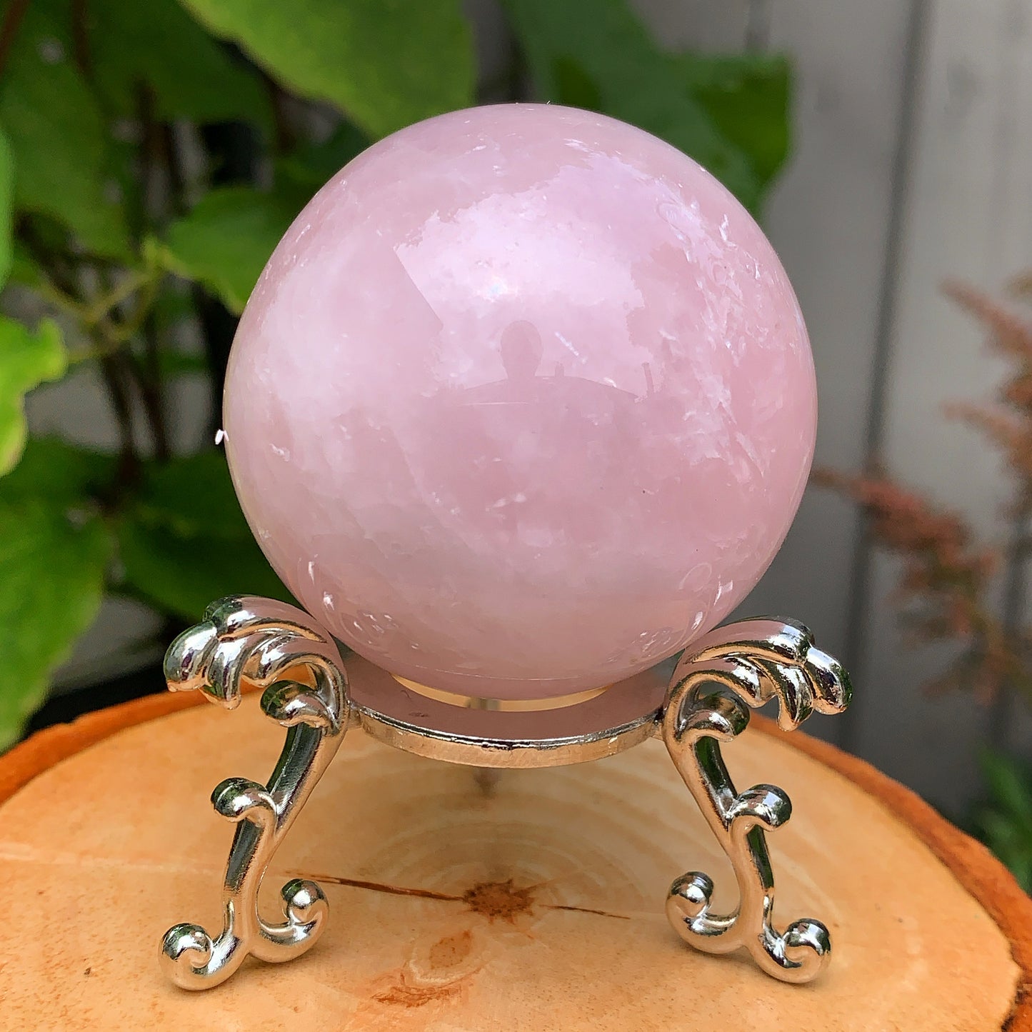 Rose Quartz Crystal Sphere with Pedestal
