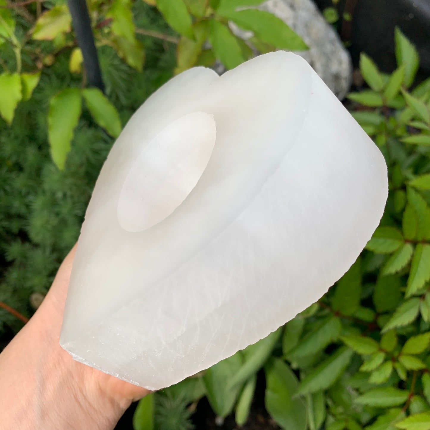 Large Selenite Heart Tealight Holder