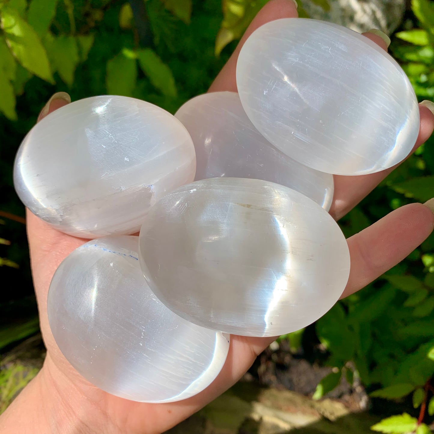 Selenite Palm Stone
