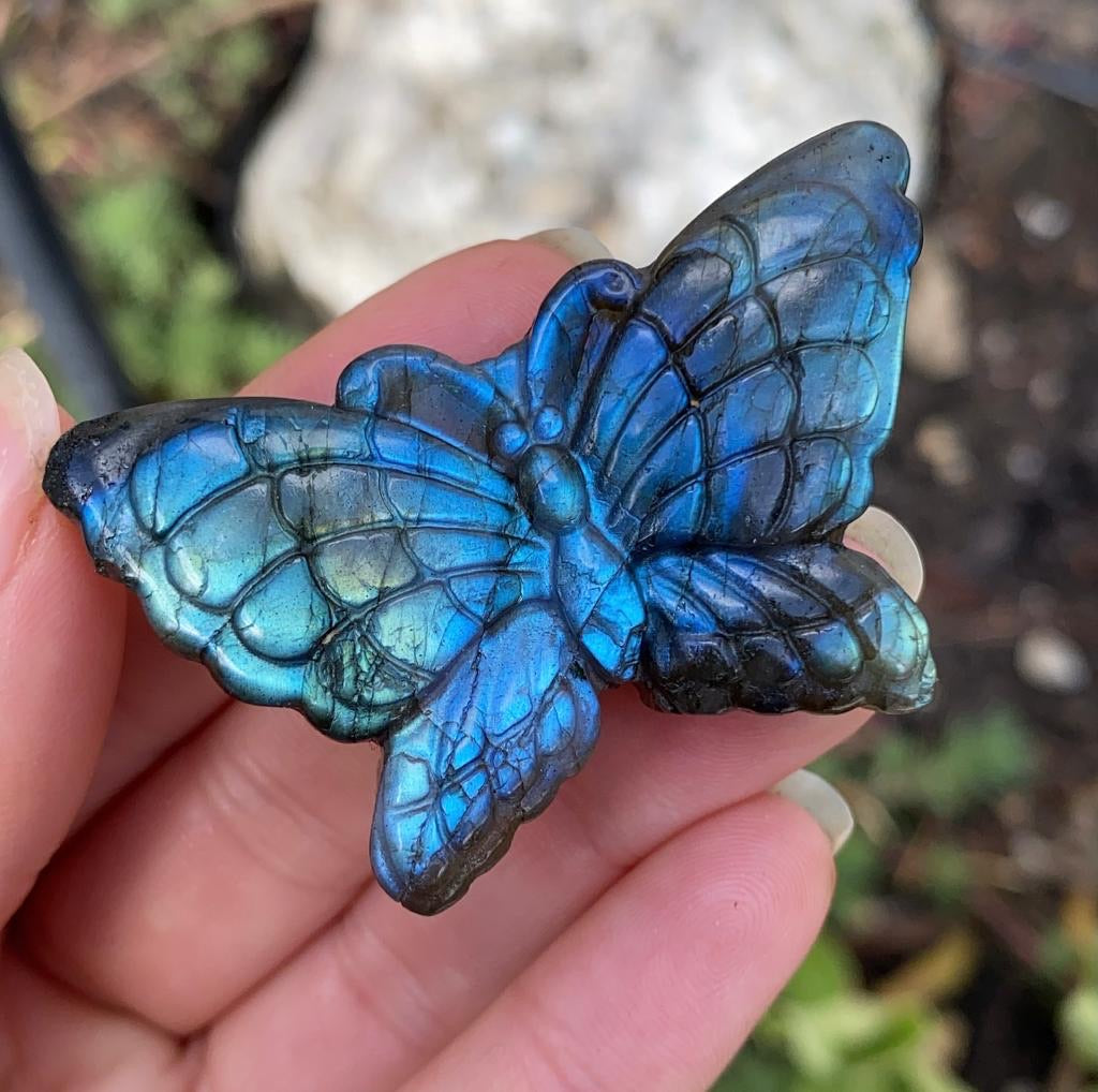 Hand Carved Labradorite Butterfly