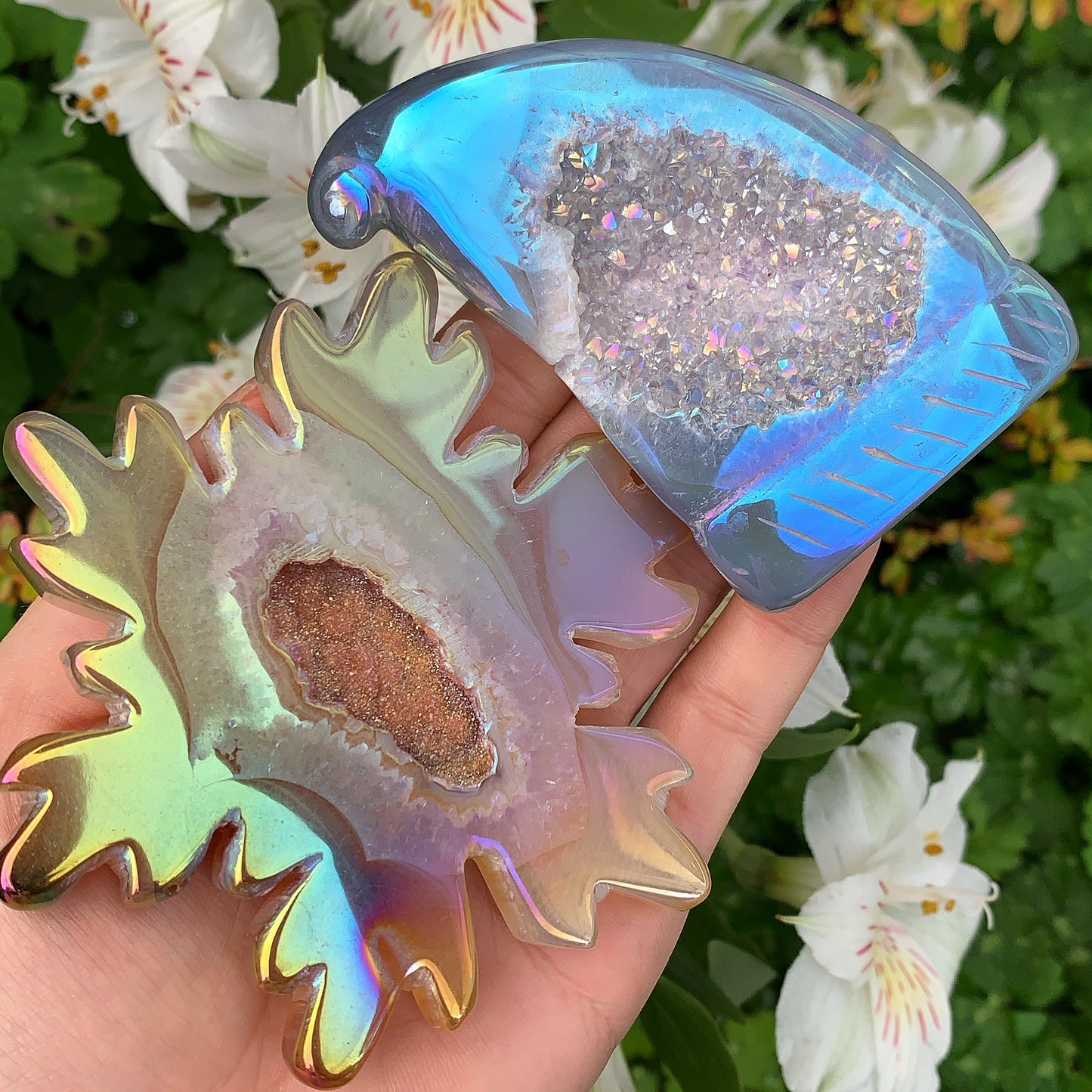 Angel Aura Druzy Agate Christmas Hat & Snowflake