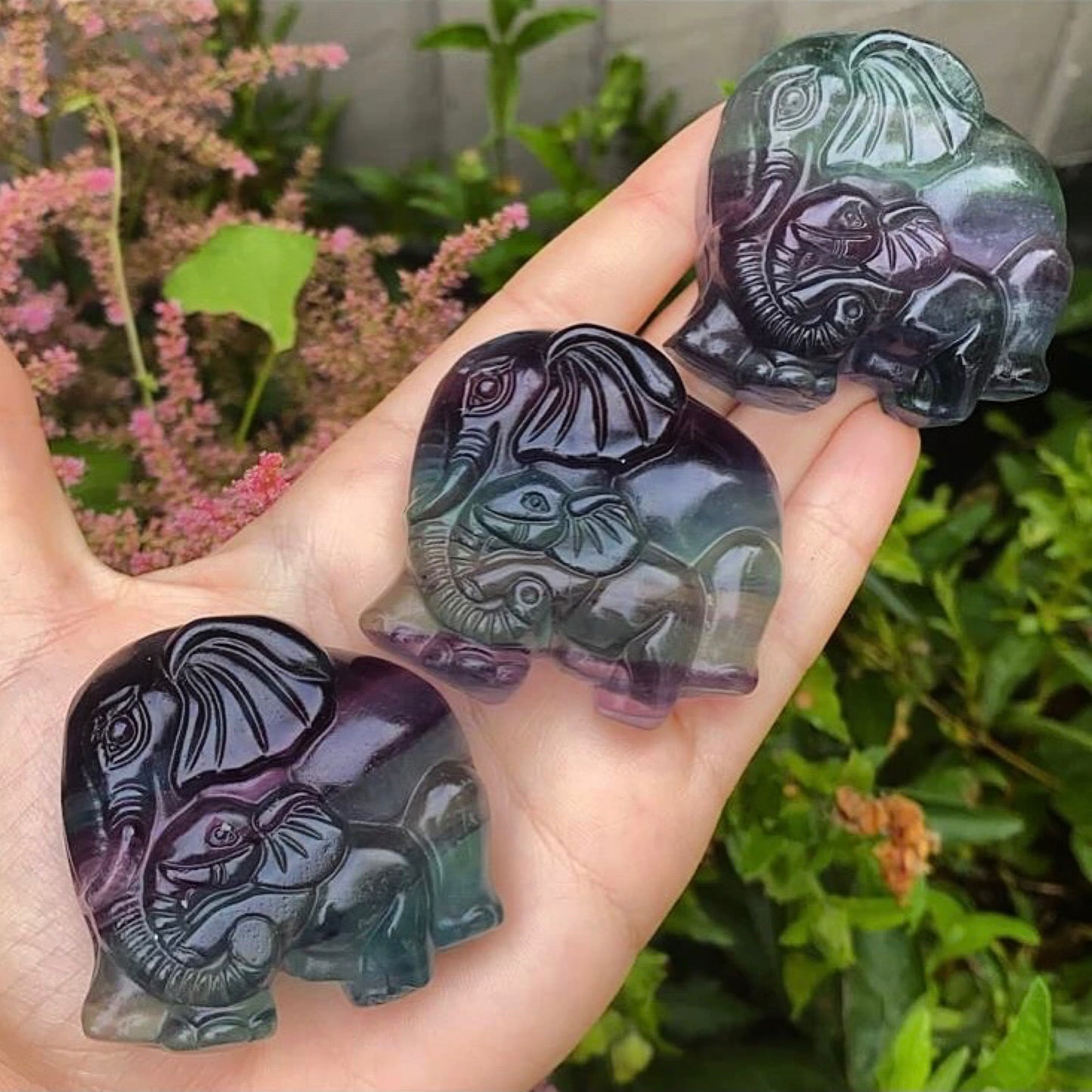 Mother & Baby Fluorite Elephant