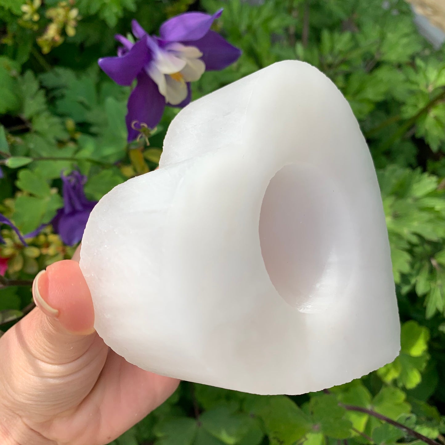 Large Selenite Heart Tealight Holder