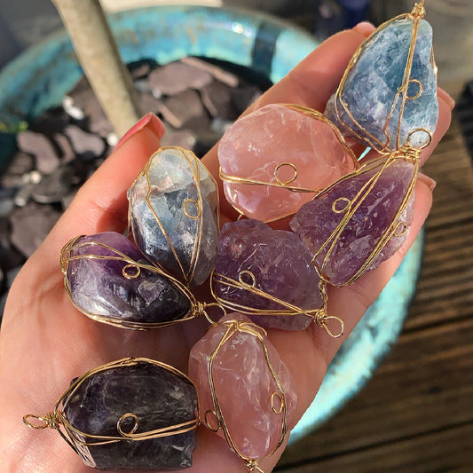 Wire Wrapped Crystal Pendants