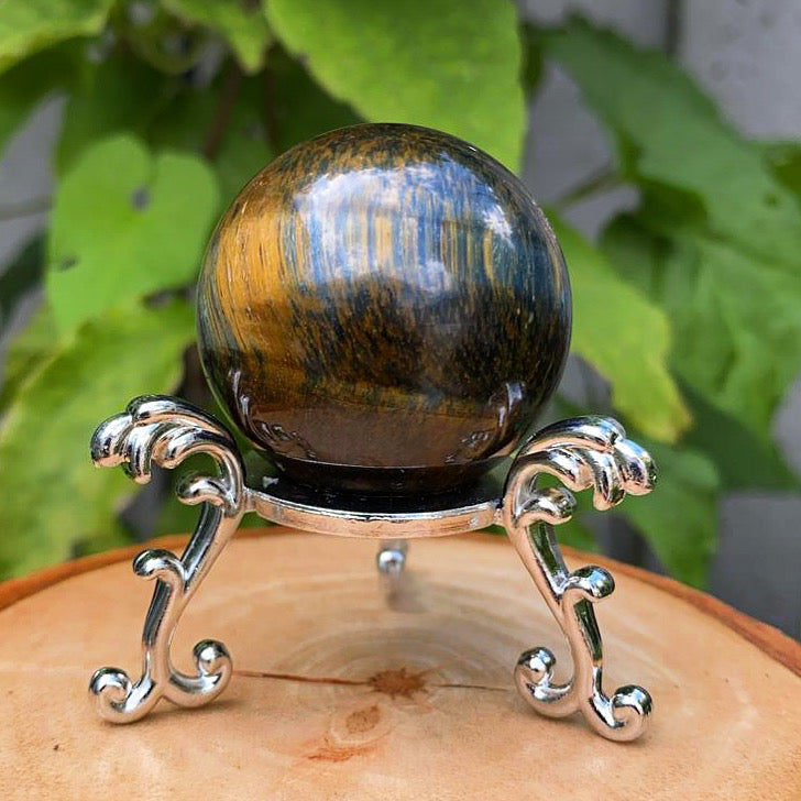 Tiger Eye Crystal Sphere with Pedestal