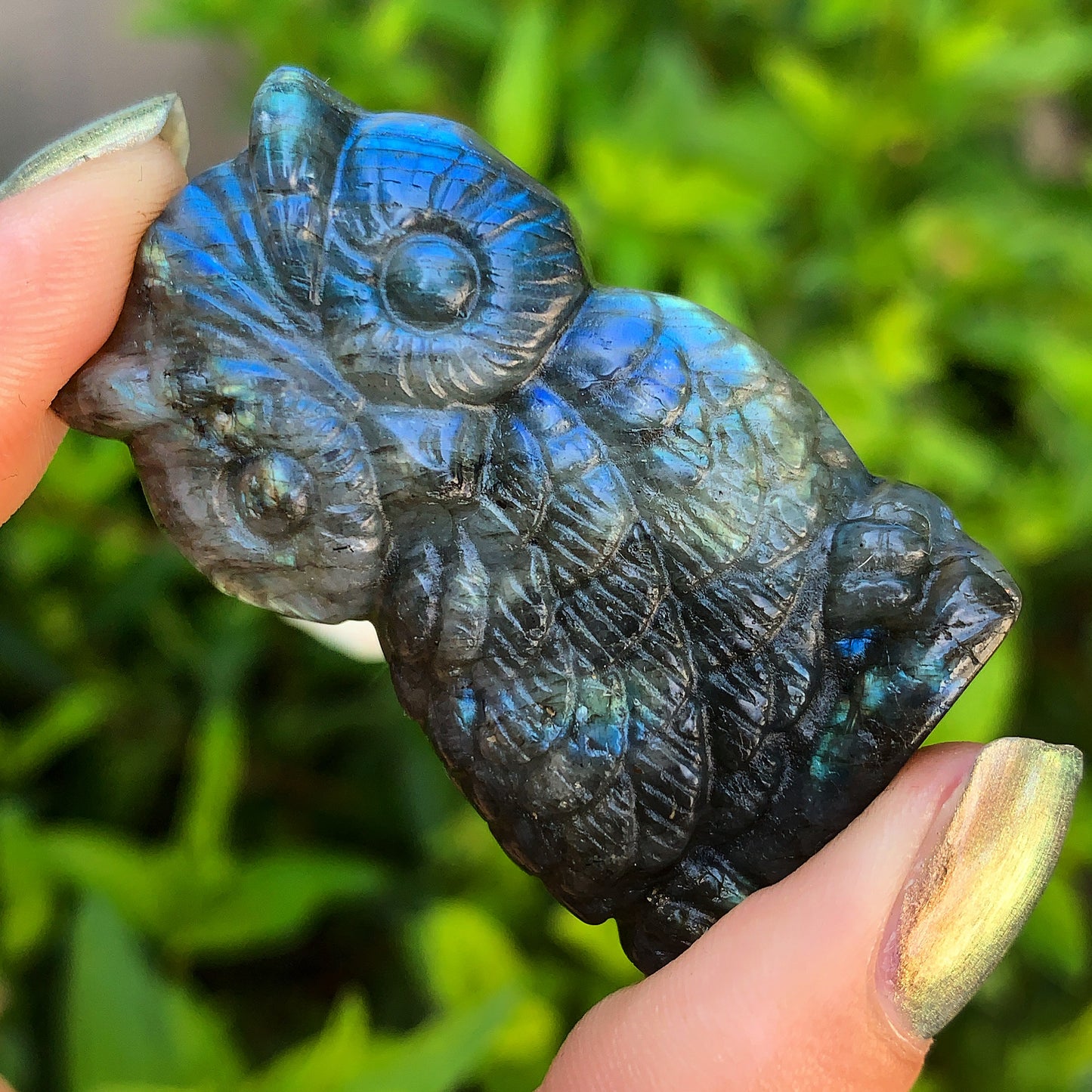 Hand Carved Labradorite Owl