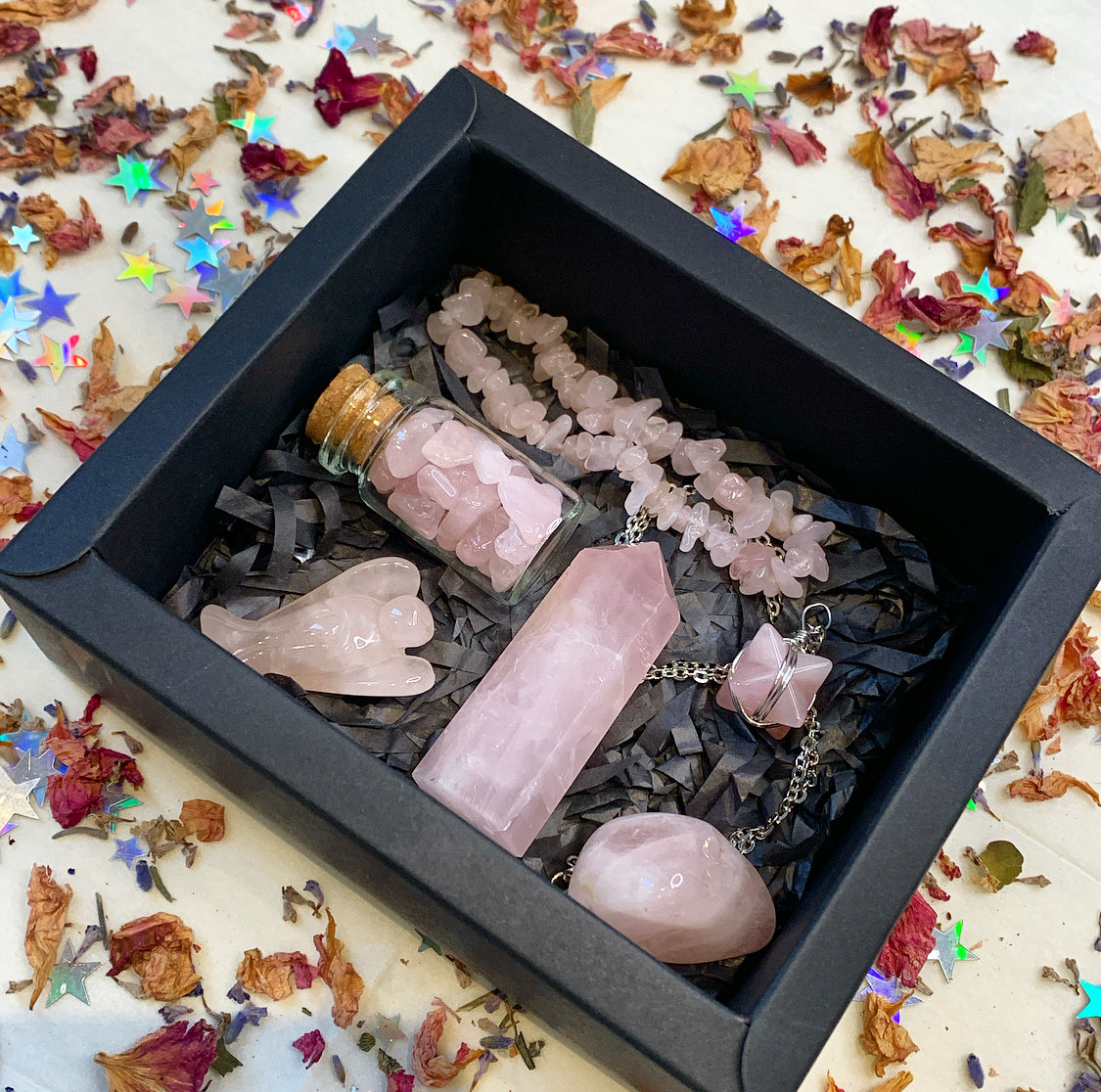 Rose Quartz Crystal Gift Box Set