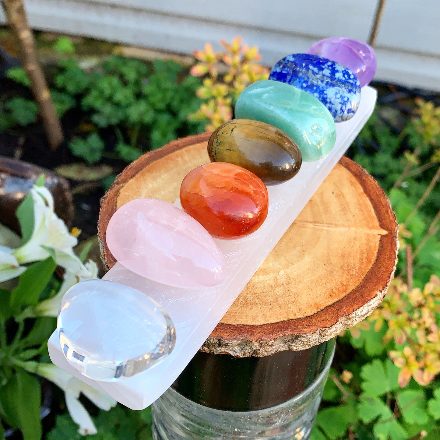 Polished Chakra Stones & Selenite Wand Set