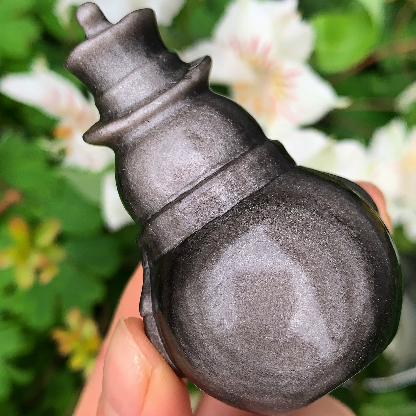 Silver Sheen Obsidian Snowman