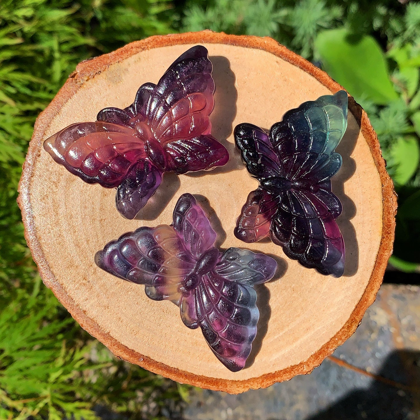 Hand Carved Rainbow Fluorite Butterfly
