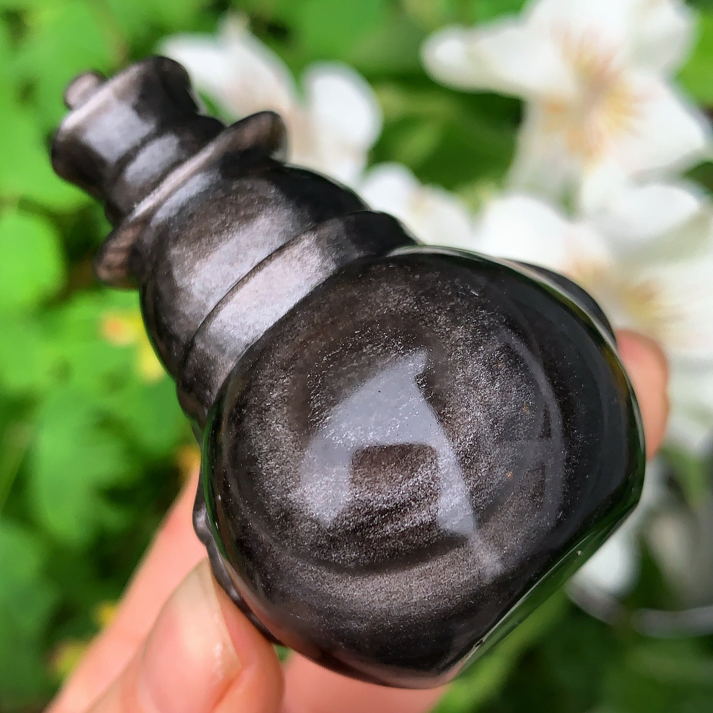 Silver Sheen Obsidian Snowman