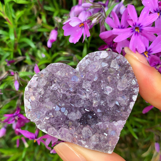 Mini Raw Amethyst Heart Cluster