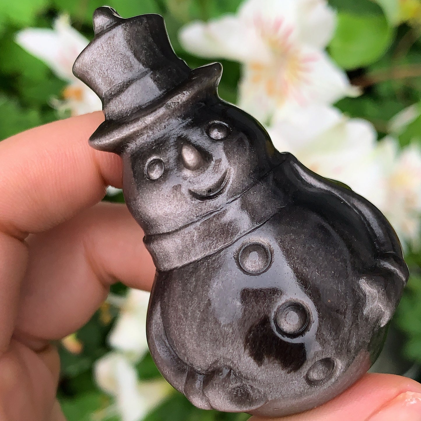Silver Sheen Obsidian Snowman