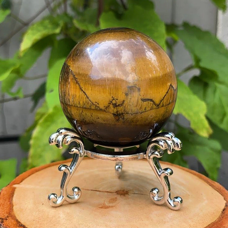 Tiger Eye Crystal Sphere with Pedestal