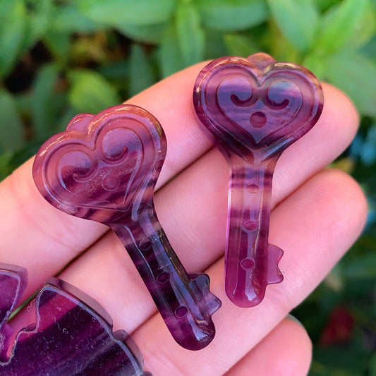 Mini Rainbow Fluorite Love Keys