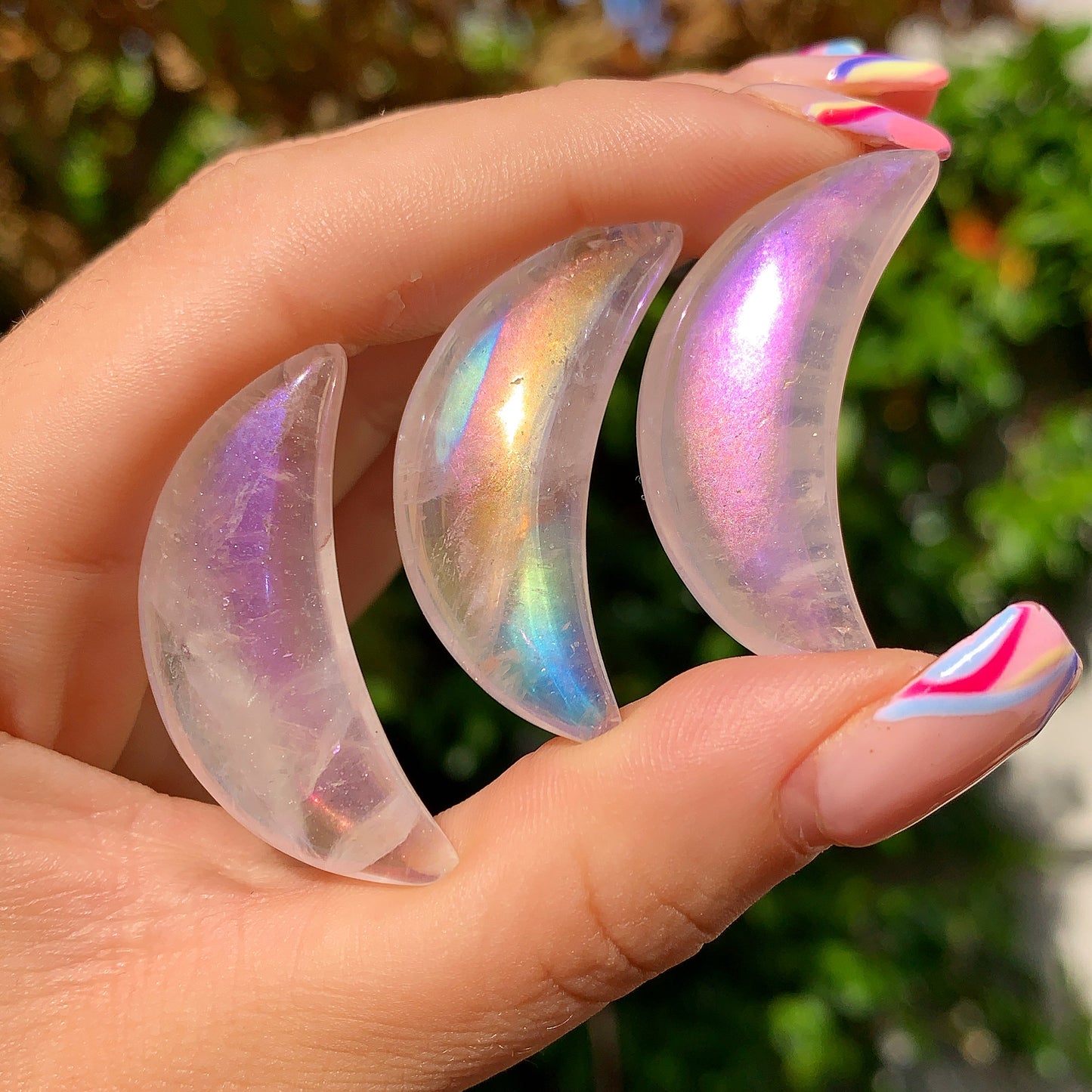 Aura Rose Quartz Moons