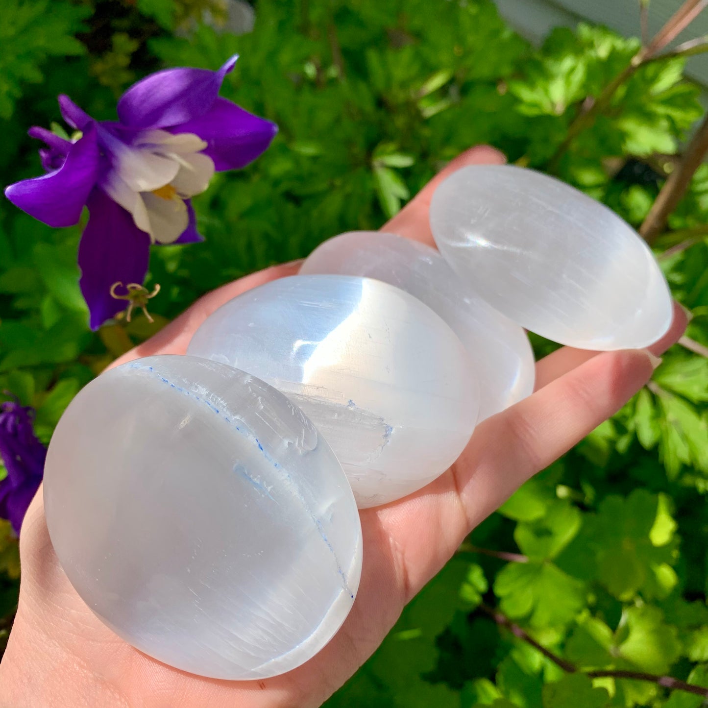 Selenite Palm Stone