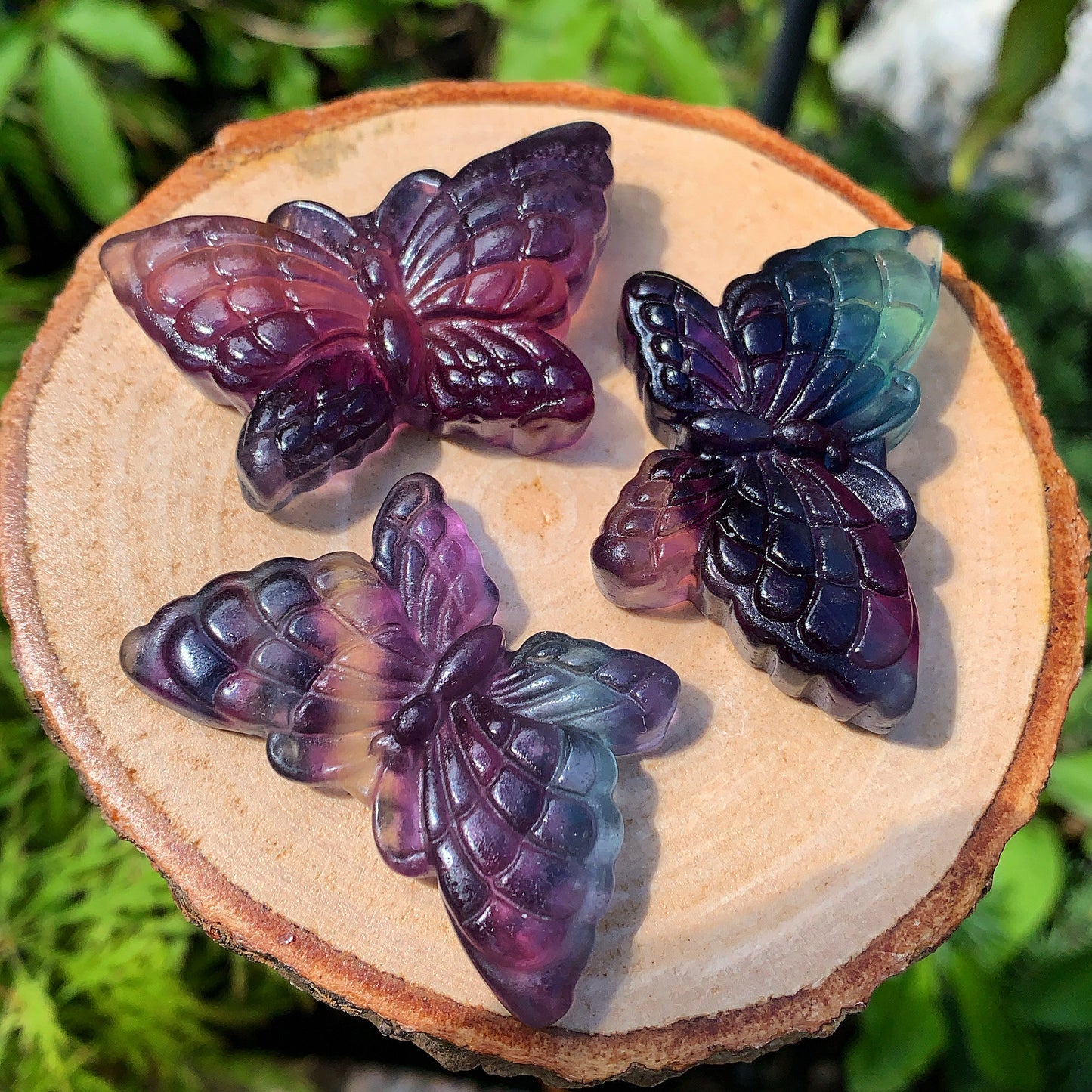 Hand Carved Rainbow Fluorite Butterfly