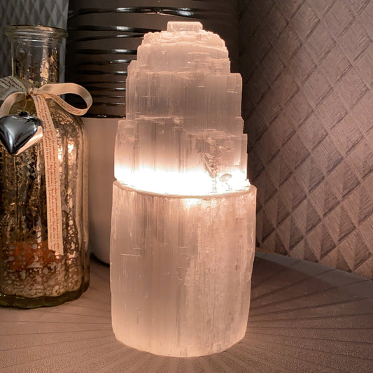 medium selenite tower lamp